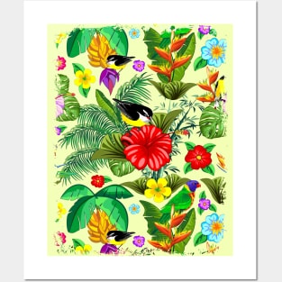 Birds and Nature Floral Exotic Pattern Posters and Art